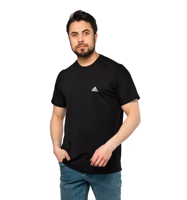 تیشرت ورزشی Adidas یقه گرد مردانه مشکی ساده