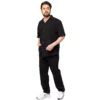 ست مردانه پیراهن و شلوار پنبه آستین کوتاه مشکی ساده
